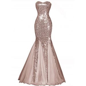 Rose gold sequin prom dress